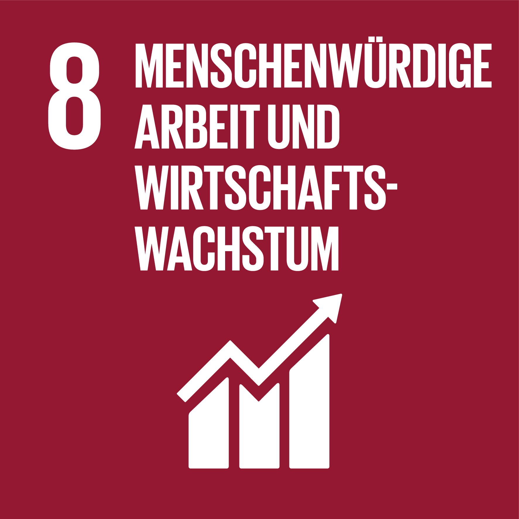 Schaubild von Ziel Nummer 8 der Nachhaltigkeit „Menschenwürdige Arbeit und Wirtschaftswachstum"