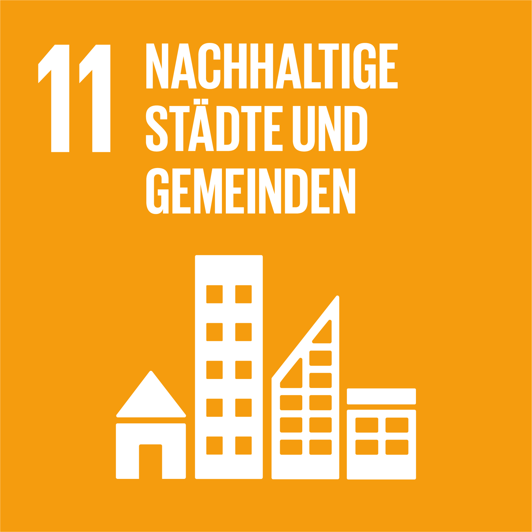 Schaubild von Ziel Nummer 11 der Nachhaltigkeit „Nachhaltige Städte und Gemeinden"