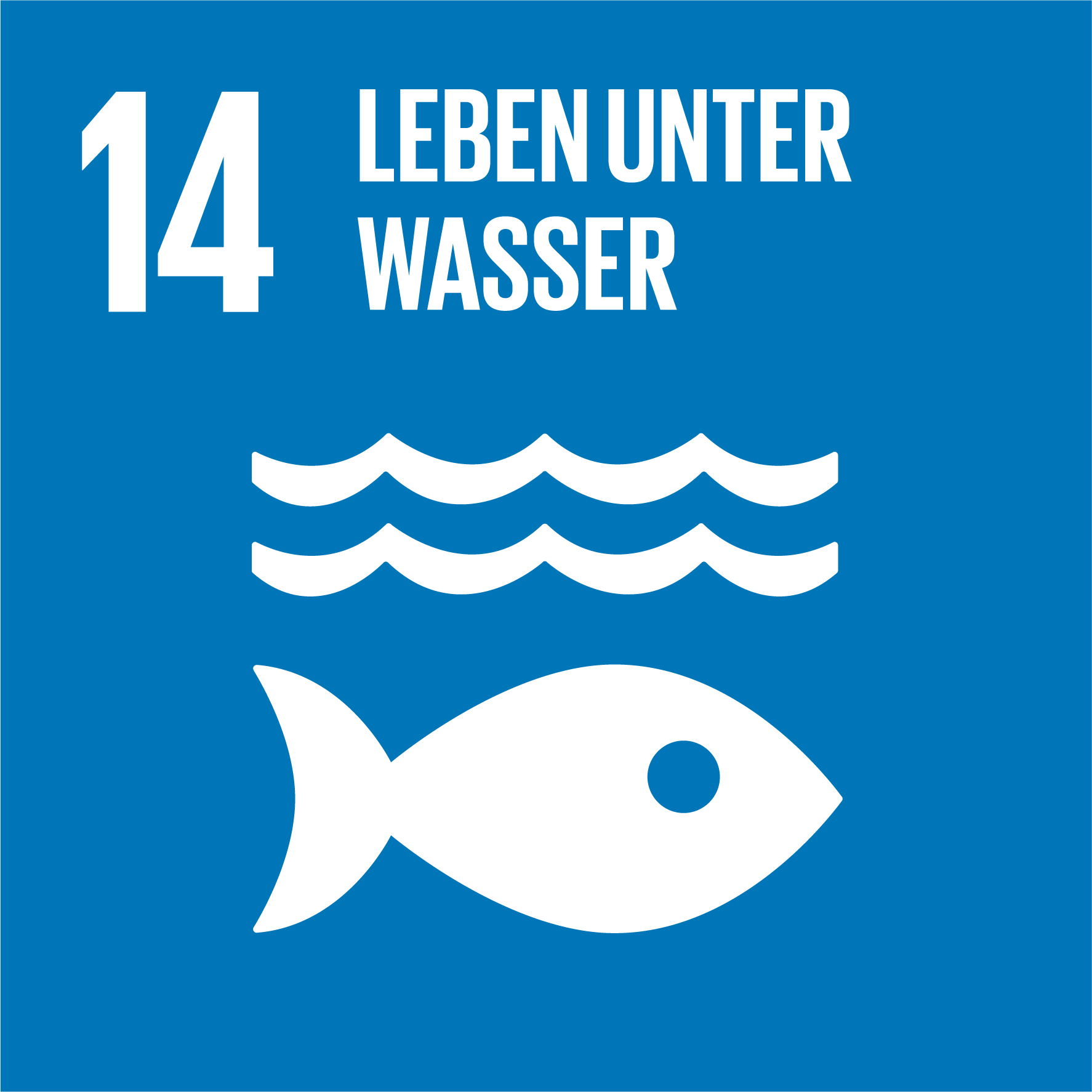 Schaubild von Ziel Nummer 14 der Nachhaltigkeit „Leben unterwasser"
