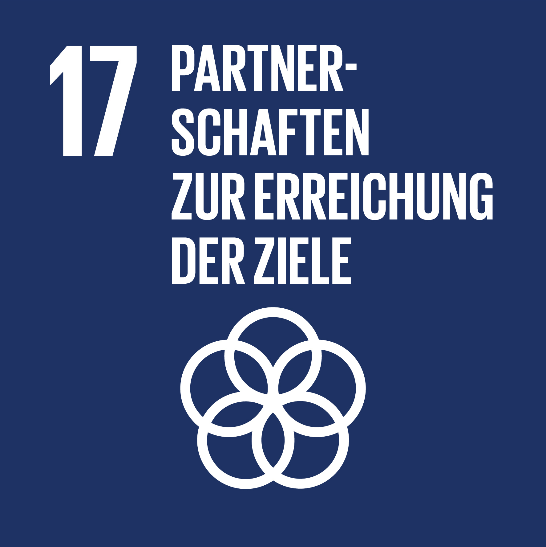 Schaubild von Ziel Nummer 17 der Nachhaltigkeit „Partnerschaften zur erreichung der Ziele"